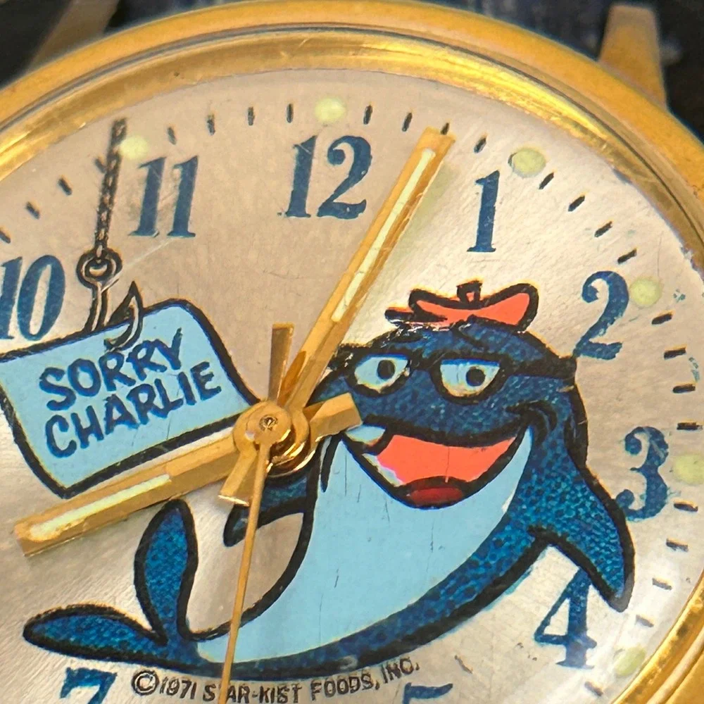 Vintage 1971 Star-Kist Charlie the‎ Tuna Watch Swiss Mechanical Movt Working